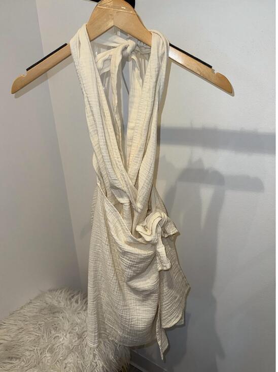 ELAN Dresses & Skirts - NEW ELAN women's halter wrap tie dress in natural